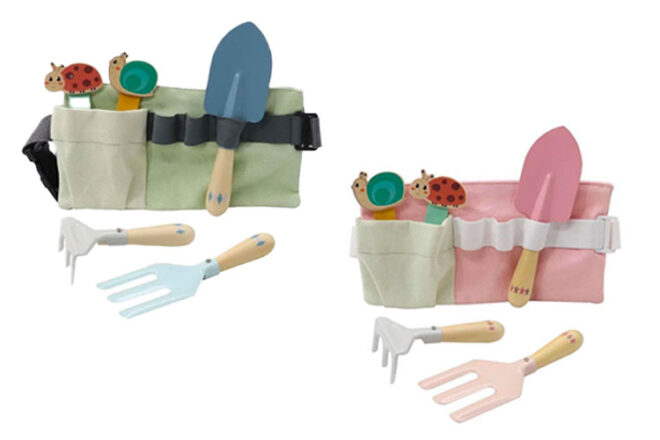 la ceinture à outils de jardin Kaper Kidz en rose et bleu
