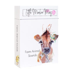 Little Monkey Moos Flash Cards art dessiné à la main mettant en vedette des animaux de ferme