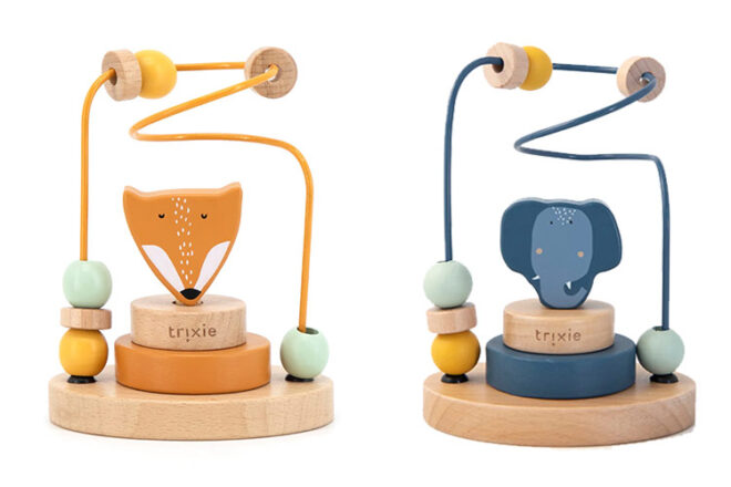Deux labyrinthes de perles en bois Trixie dans les styles renard et éléphant