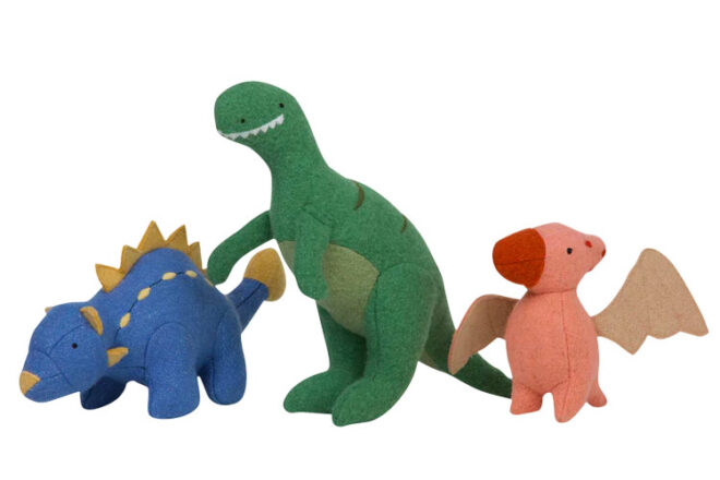 Les dinosaures Olli Ella Holdies en trois personnages différents