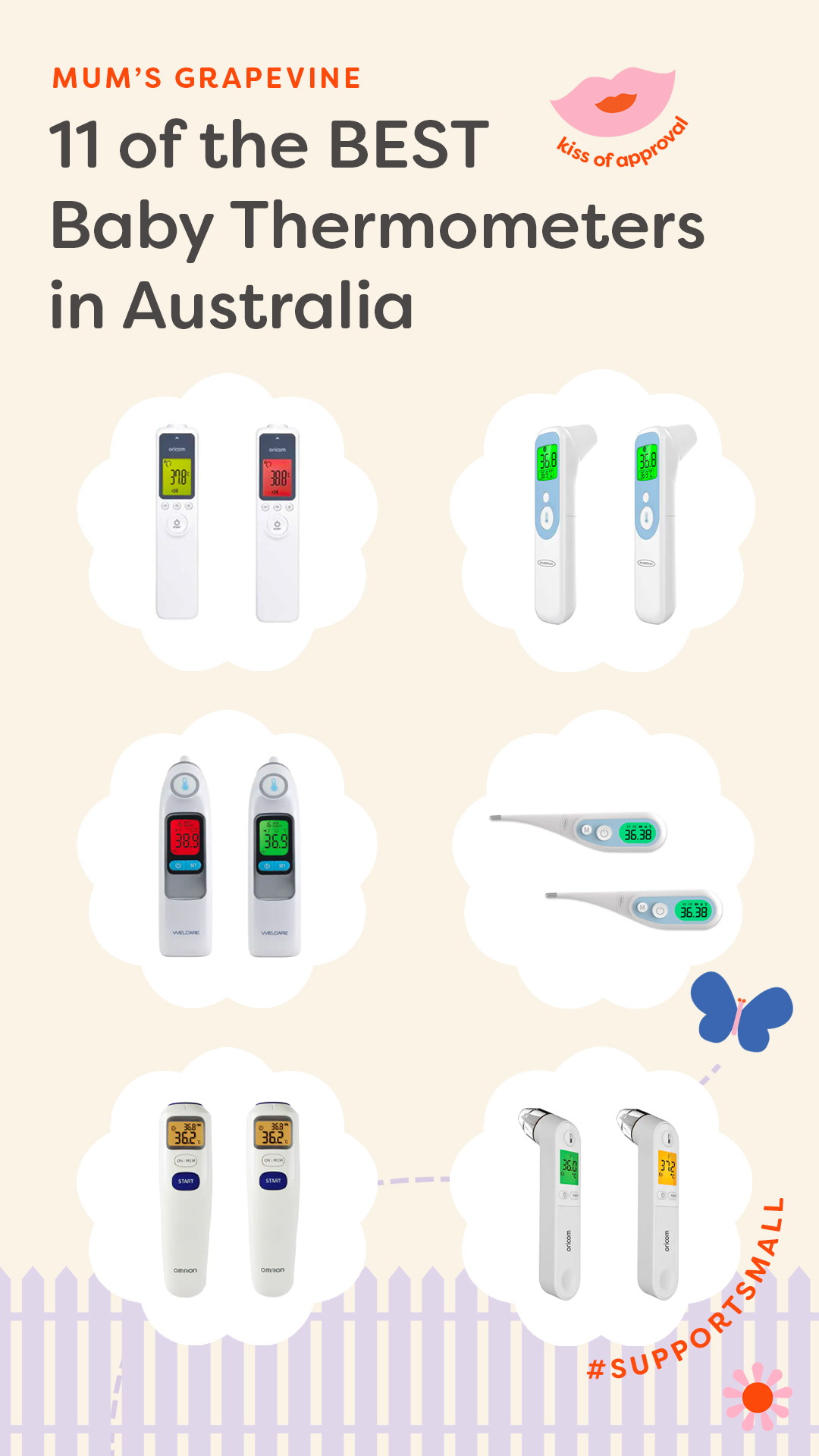11 thermomètres pour bébé populaires côte à côte dans une comparaison