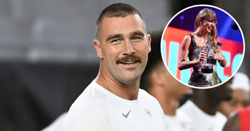 Travis Kelce réagit au discours de Taylor Swift lors des VMA de « My Boyfriend »