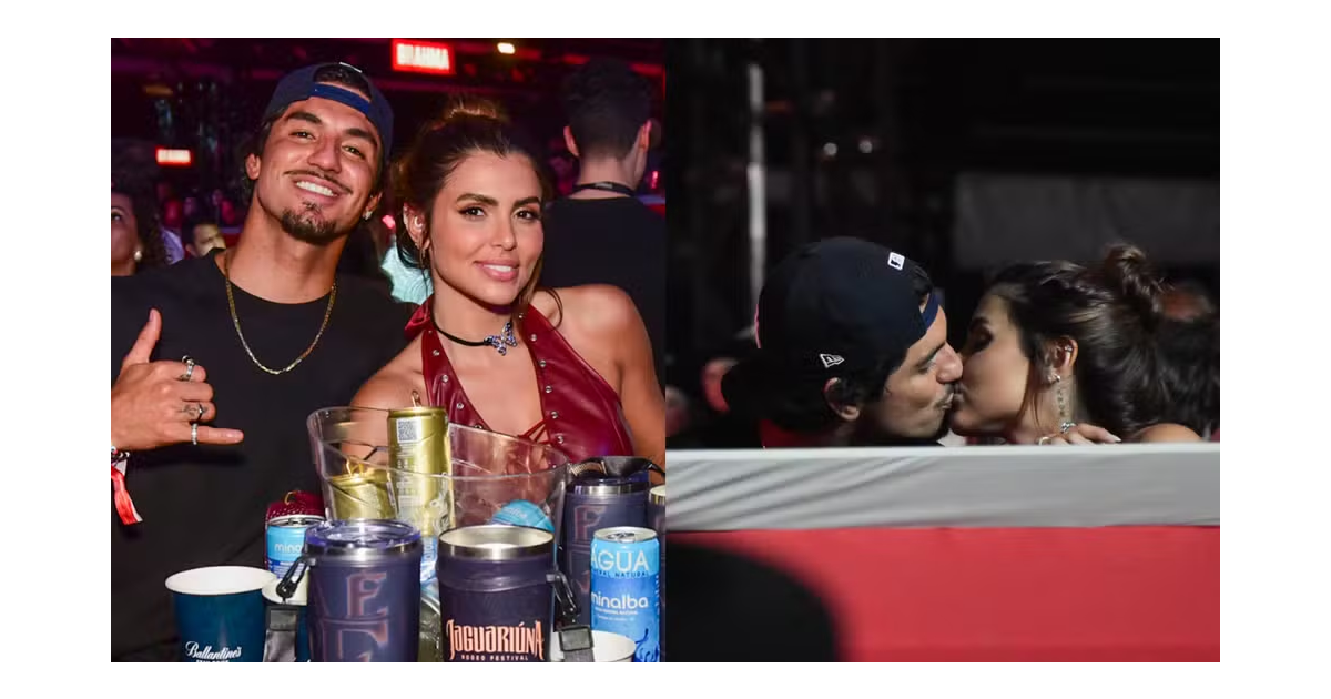 Gabriel Medina échange des baisers passionnés avec Isabella Arantes, de «Domingo Legal», lors d'un concert de Jorge et Mateus; Voir des photos