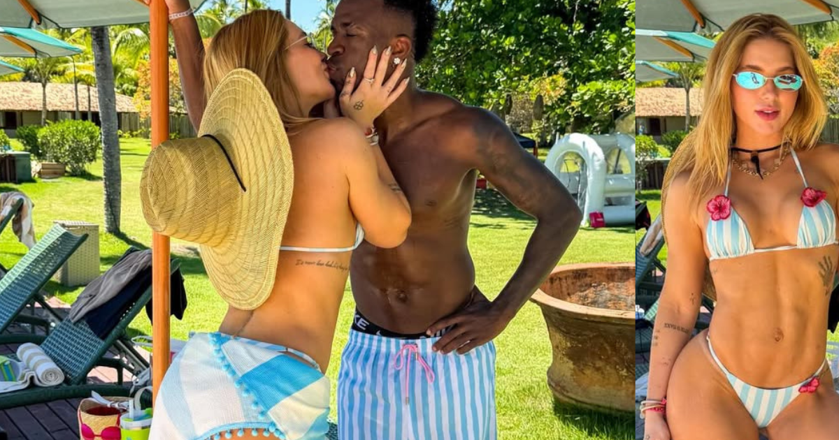En bikini, Virgínia embrasse Vini Jr. et « cache » ses fesses sur une photo ; détail des notes Web : "Vous êtes amoureux, voyez-vous, même en portant les mêmes vêtements"