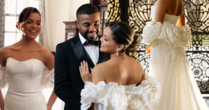 Robe de mariée sirène avec cape fleurie brodée en mousseline de soie : l'épouse de Davi Brito, Emilly Araújo mise sur le romantisme dans le look du shooting du couple avant le mariage ; des photos