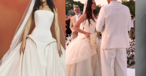 Robe de mariée princesse avec jupe volumineuse et 2ème look avec mini-jupe à franges : Juliette épouse Kaique Cerveny lors d'une soirée avec Anitta et Gilberto Gil comme garçons d'honneur ; la décoration rend hommage au Nord-Est